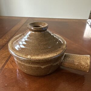 Vintage Stoneware Dish Bowl Pottery Pot Handmade Brown    (54)